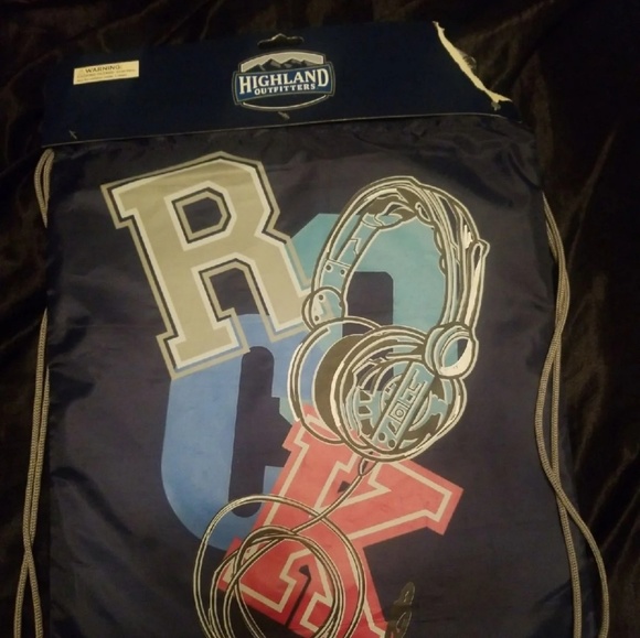 Navy blue rock music drawsting bag - Picture 2 of 3